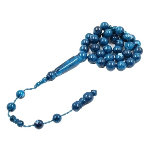 PVUVTNAHW Tasbih Blue Baklat Muslim Man Armband 33 45 51 99 100 Gebetskette islamische Mode Rosenkranz Misbaha Ramadan Arabisches Zubehör, Einheitsgröße, 33 Perlen, Achat von PVUVTNAHW