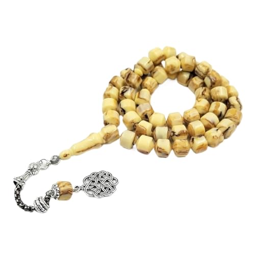 PVUVTNAHW Tasbih Gebetsperlen Muslimischen Mann Baklat Gelb 33 51 99 100 Perlen Islamische Mode Armband Arabischer Schmuck Misbaha, Einheitsgröße, 100 Perlen, Achat von PVUVTNAHW