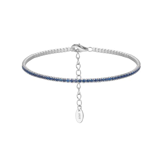 PVUVTNAHW Tennisarmband aus 925er Sterlingsilber, 1,5 mm Zirkonia in Bazel-Fassung, for Damen, luxuriöses Kettenarmband(SB190-P-D) von PVUVTNAHW