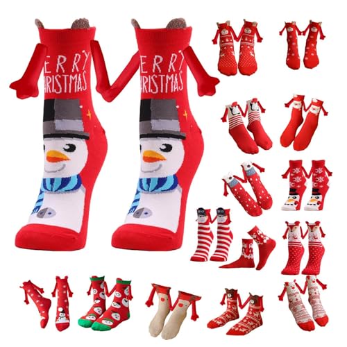 15 Paar Magnetische Socken, Hand-in-Hand-Socken, Lustige Weihnachts-Hand-in-Hand-Socken, 3D-Puppen-Paar-Socken, Magnetische Hand-Halte-Socken, Neuartige Freundschaftssocken Für Damen Und Herren von PW TOOLS