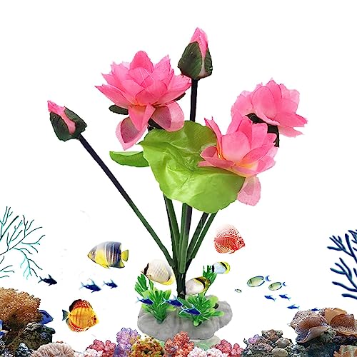 Aquarium-Statue-Dekor - Lotusblumen Statue TPE für Aquarium - Wasserdichte, kreative, hitzebeständige Ornamente mit Sockel für Zuhause, Auto, Aquarium, Garten, Behälter Pw tools von PW TOOLS