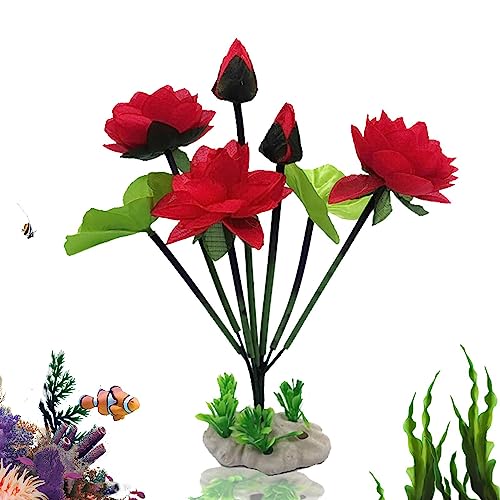 Aquarium-Statue-Dekor | Lotusblumen TPE Statue für Aquarium,Wasserdichte, kreative, hitzebeständige Ornamente mit Sockel für Zuhause, Auto, Aquarium, Garten, Behälter Pw tools von PW TOOLS