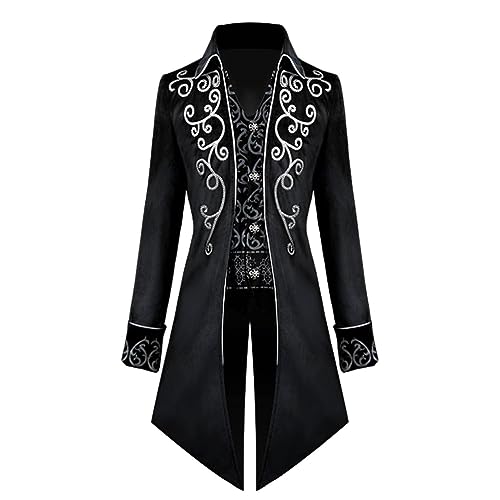 Herren Steampunk Vintage Frack Jacke Steampunk Mittelalter Vintage Mantel Herren Mittelalter Cosplay Halloween Kostü von PW TOOLS