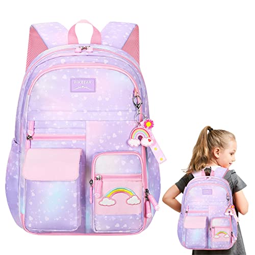 Rainbow Backpack for Girls in Middle School,Regenbogen-Rucksack für Mädchen in der Mittelschule, Regenbogen-Mädchen, Kinder, Schultaschen, Grundschule, Junior High University, Schultasche, Büchertasch von PW TOOLS