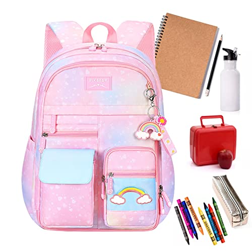 Rainbow Backpack for Girls in Middle School,Regenbogen-Rucksack für Mädchen in der Mittelschule, Regenbogen-Mädchen, Kinder, Schultaschen, Grundschule, Junior High University, Schultasche, Büchertasch von PW TOOLS