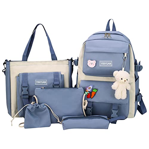 School Backpack Set for girls,Schulrucksack-Set für Mädchen, 5-in-1-Schulrucksäcke für Teenager, Taschen in der Mittelschule, Schulrucksack für Frauen, einschließlich Rucksack, Bleistiftbeutel, kleine von PW TOOLS