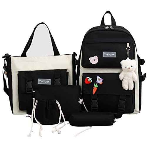 School Backpack Set for girls,Schulrucksack-Set für Mädchen, 5-in-1-Schulrucksäcke für Teenager, Taschen in der Mittelschule, Schulrucksack für Frauen, einschließlich Rucksack, Bleistiftbeutel, kleine von PW TOOLS