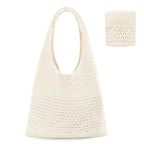 PWCTNT Häkeltasche, Groß Und Leicht Sommer Boho Badetasche, Mesh Beige Strandtasche Damen, Faltbar Beach Bag Für Strandurlaub Einkaufen Reisen Alltag PWCTNT Häkeltasche, Groß Und Leicht Sommer Boho Badetasche, Mesh Beige Strandtasche Damen, Faltbar Beach Bag Für Strandurlaub Einkaufen Reisen Alltag von PWCTNT