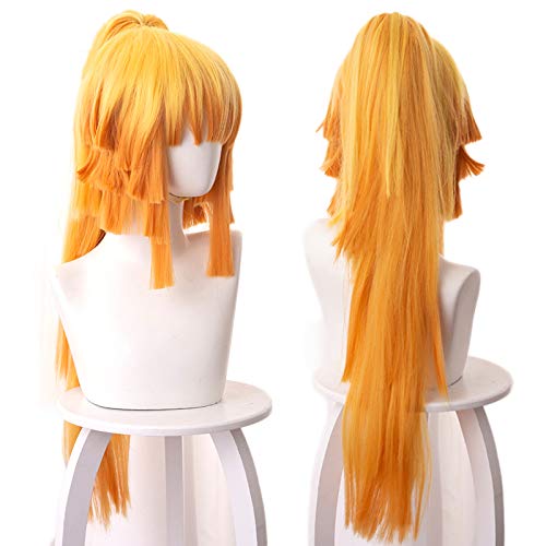 MORE4EVER Female Cosplay Wig Long Ponytail Synthetic Hair (Yellow) von PWEINCY