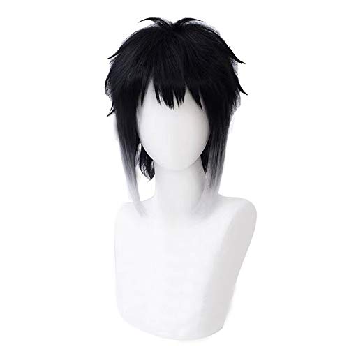 PWEINCY Akutagawa Ryunosuke Cosplay Perücke Herren Halloween Kostüm Party Anime Perücken mit Pony Schwarz Grau gemischt von PWEINCY