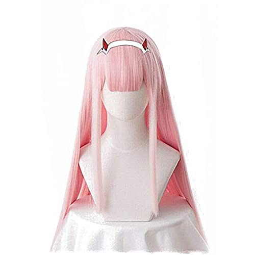 PWEINCY Women Hair for Power DARLING in the FRANXX Zero Two 02 Cosplay Perücke mit Hörnern Stirnband von PWEINCY