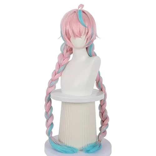 PWEINCY Geflochtene Cosplay Perücke 100cm Lang Rosa Grün Synthetisches Haar Frauen Halloween Party von PWEINCY