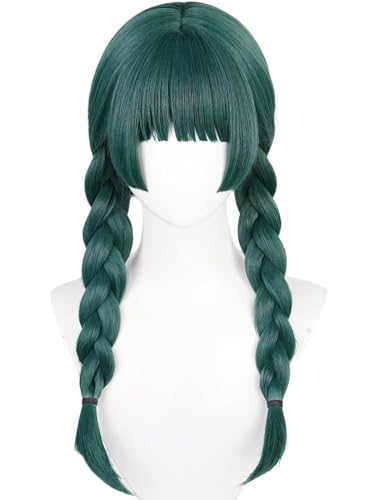 PWEINCY Grüne geflochtene Kostüm-Perücke für Damen, langes Kunsthaar für Halloween-Partys von PWEINCY