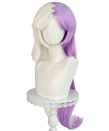 PWEINCY Long Hair for Sigma Cosplay Wig BSD Bungo Stray Dogs Women Halloween Costume Carnival Party Wigs Half White Half Purple von PWEINCY