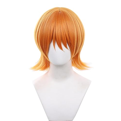 PWEINCY Orange Nami Cosplay Perücke Frauen 40cm Kurzer Mittelscheitel Synthetisches Party Haar mit Pony von PWEINCY