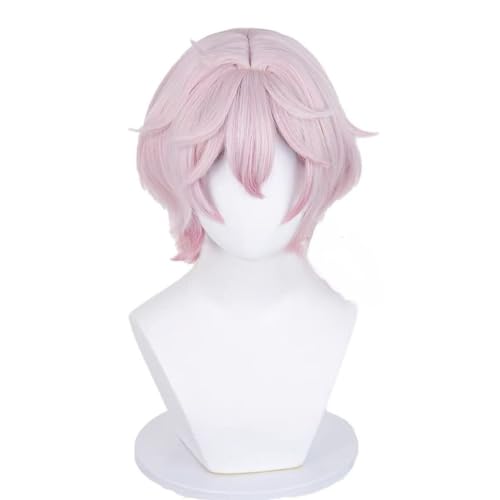PWEINCY Rosa Cosplay Perücke Männer 30cm Kurzer Mittelteil Synthetisches Party Haar von PWEINCY