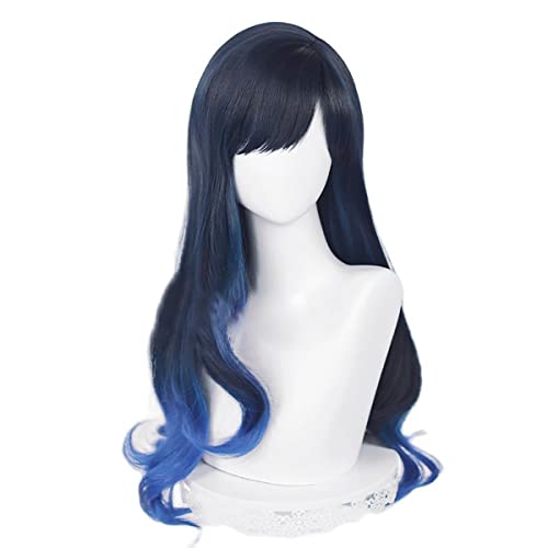 PWEINCY Schwarz Blau Shiraishi An Cosplay Perücke Damen Halloween Party Haar mit Pony von PWEINCY