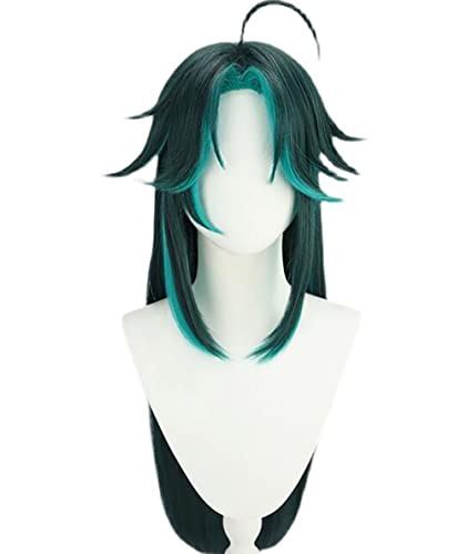 PWEINCY Xiao Cosplay Wig Long Hair Women Genshin Halloween Costume Party Dark Green von PWEINCY