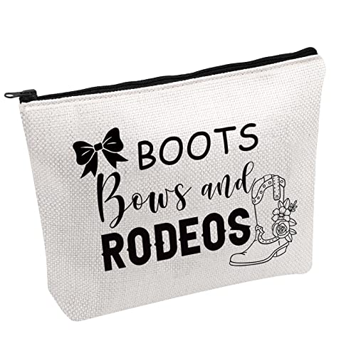 PWHAOO Cowgirl Kosmetiktasche für Mädchen, Stiefel, Schleifen und Rodeos, Stiefel Bows und Rodeos B von PWHAOO