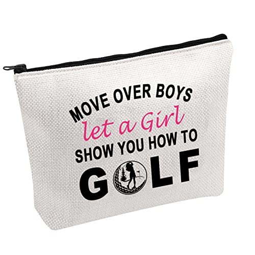 PWHAOO Kosmetiktasche für Golf-Mädchen, Motiv: Move Over Boys Let A Girl Show You How to Golf Kosmetiktasche Lady Golfer Geschenk, MOVE OVER BOYS B von PWHAOO