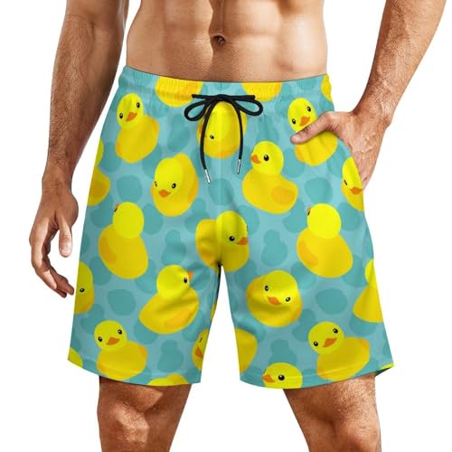 PWIKJZ Strand Shorts Enten-Muster Herren Bademode Board Shorts Trocknende Badehose Drawstring Board Shorts von PWIKJZ