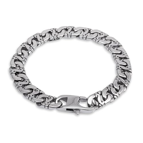 PWSHZ 10 Mm Gemustertes Herrenarmband Aus Edelstahl,Silber,22 Cm (8,7 Zoll) von PWSHZ