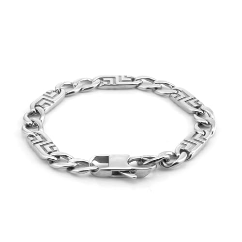 PWSHZ 316L Edelstahl Herrenarmband Titanstahlschmuck,Silber,22 Cm (8,7 Zoll) von PWSHZ