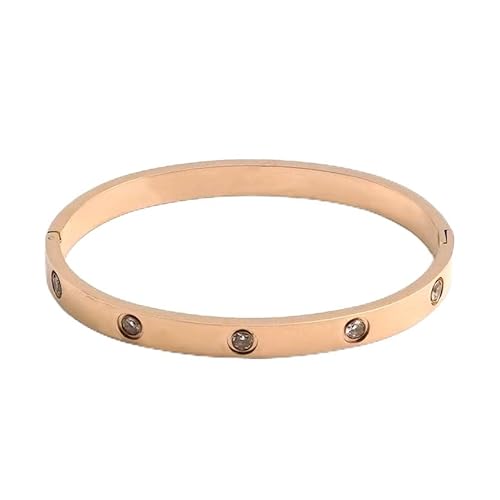 PWSHZ Diamantarmband Aus Edelstahl Für Damenschmuck Aus Titanstahl,Roségold,17cm von PWSHZ