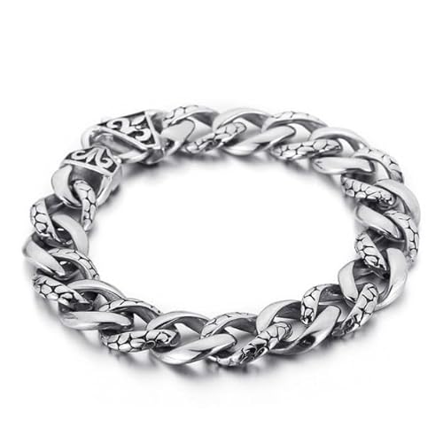 PWSHZ Edelstahlarmband Mit Schlangenmuster, 13 Mm, Schmuck,Silber,20 Cm (7,9 Zoll) von PWSHZ