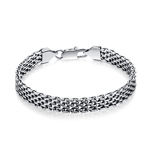 PWSHZ Edelstahlarmband Punk-Titan-Stahl-Schmuck,Silber,9,5 Mm-21 Cm von PWSHZ