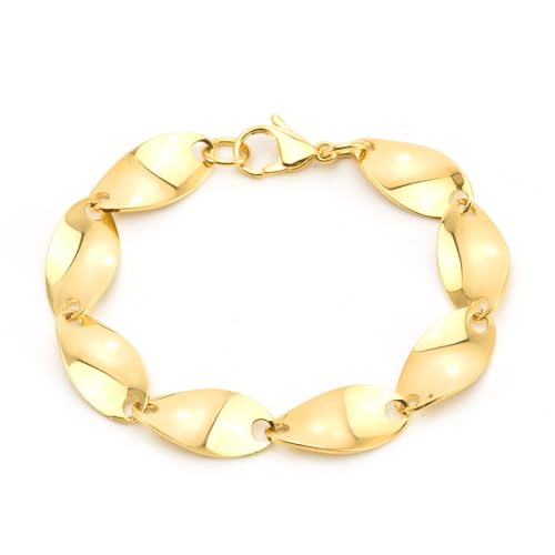 PWSHZ Glattes Damenarmband Aus Edelstahl,Golden,21 Cm (8,3 Zoll) von PWSHZ