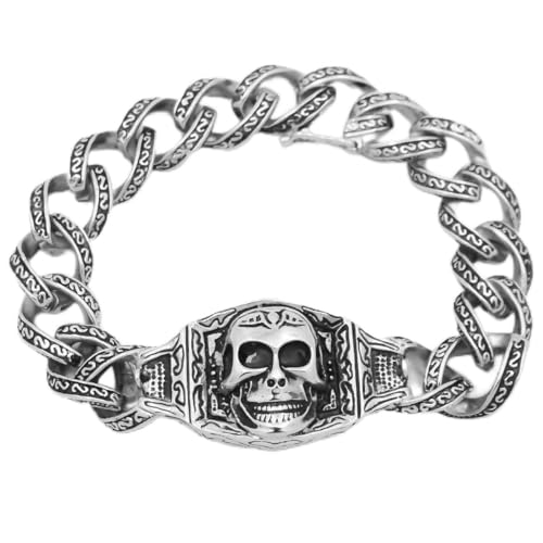 PWSHZ Kubanisches Totenkopfarmband Aus Titanstahl Für Herren,B,20 Cm (7,9 Zoll) von PWSHZ