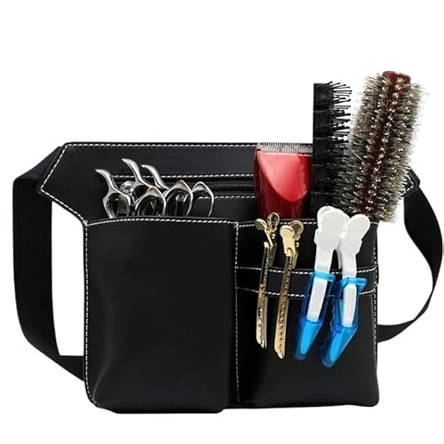 PXAMORTEL Friseurtasche Unisex Professionelle Friseurscherentasche Hüfttasche Herren Damen Multifunktions Friseursalon Werkzeug Aufbewahrungskoffer Gürteltasche Friseurtasche(Black) von PXAMORTEL