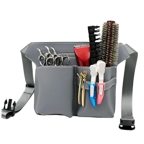 PXAMORTEL Friseurtasche Unisex Professionelle Friseurscherentasche Hüfttasche Herren Damen Multifunktions Friseursalon Werkzeug Aufbewahrungskoffer Gürteltasche Friseurtasche(Grey) von PXAMORTEL