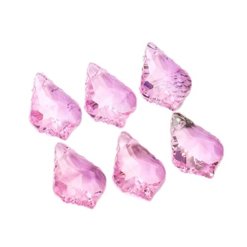 Kristall-Kronleuchterprismen 100 STÜCKE Charms Kristall Anhänger Ahornblatt Perle Kronleuchter Prism Teile Hängen für Lampendekoration, Schmuckherstellung (Color : Pink) von PXBHSH