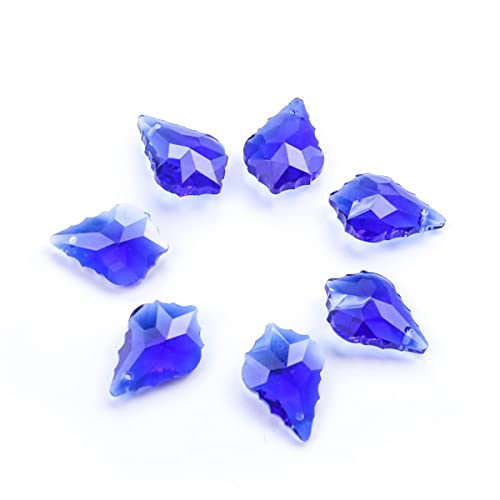 PXBHSH Kristall-Kronleuchterprismen 100 STÜCKE Charms Kristall Anhänger Ahornblatt Perle Kronleuchter Prism Teile Hängen für Lampendekoration, Schmuckherstellung (Color : Blue) von PXBHSH
