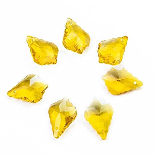 PXBHSH Kristall-Kronleuchterprismen 100 STÜCKE Charms Kristall Anhänger Ahornblatt Perle Kronleuchter Prism Teile Hängen für Lampendekoration, Schmuckherstellung (Color : Yellow) von PXBHSH