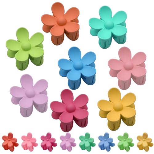 PXBSNB 8 Stück Blumen Haarklammern, Acryl Haarspange Blume, Matte Flower Hair Clip mit 8 Klein Haarklammern Blumen, Rutschfest Blumen Haarspange für Dickes Dünnes Haar Frauen Haarstyling Zubehör von PXBSNB