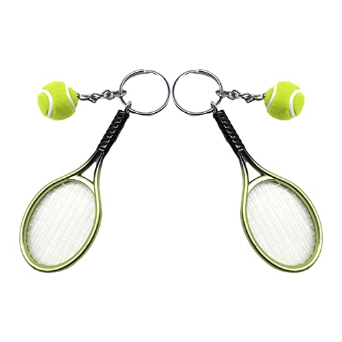 PXRLMYF 2 Stück Schlüsselanhänger,Mini Tennis Schläger Keychain,Tennisball Keyring mit Ball Schläger Tennis für Tennisliebhaber Geschenk von PXRLMYF