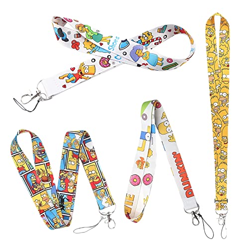 PXRLMYF 4 Stück Schlüsselband ID Halter,Simpsons Lanyard Handy Halsband,Umhängeband Lang mit Karabinerverschluss für USB Stick Handy Arbeitskarte Ausweishüllen von PXRLMYF