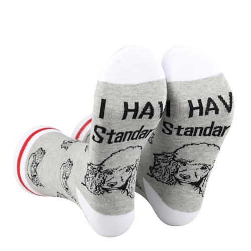 2 Paar Pudelsocken mit Aufschrift "I Have Standards" für Pudelliebhaber, Geschenk für Pudel, Hund, Mutter, Vater, Geschenk, I Have Standard S, Einheitsgröße von PXTIDY