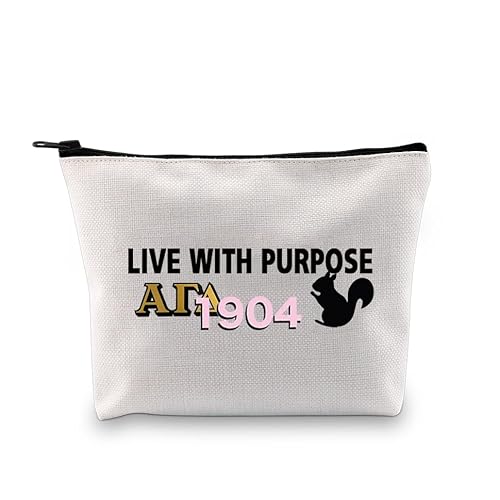 PXTIDY AGD Griechische Buchstaben Geschenk Live with Purpose Est 1904 Make-up-Tasche AGD Sorority Utensilien Geschenk für Frauen Schwester, beige, Einheitsgröße, Make-up-Tasche von PXTIDY