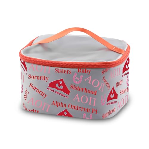 PXTIDY Alpha Omicron Pi Kosmetiktasche Sorority Merch AOII 1897 Make-up Organizer Tasche Sorority Bruderschaft Geschenk Mädchen Power Geschenk, grau, Kosmetiktasche von PXTIDY