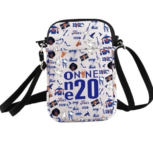 PXTIDY Blauer griechischer Buchstabe Sisterhood Sorority Utensilien, Geschenke, blaue Sorority Crossbody Handtasche, beige, Small von PXTIDY