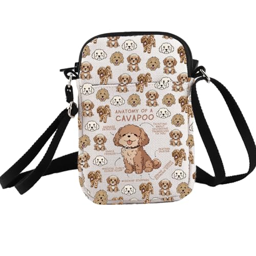PXTIDY Damen Cavapoo Dog Lover Umhängetasche, beige, S von PXTIDY