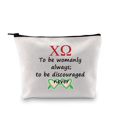 PXTIDY Chi Omega Make-up-Tasche, griechische Schwesternschaft, Geschenk, Social Club, Reißverschlussbeutel, Schwesterschaft, Geschenk für Frauen, immer Geschenk für Frauen, beige, Einheitsgröße, von PXTIDY