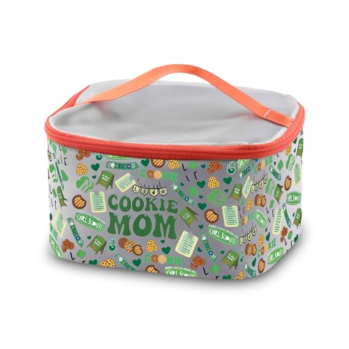 PXTIDY Cookie Mom Kosmetiktasche, Pfadfinder-Mama, Make-up-Organizer, Tasche, Pfadfinderführer, Pfadfinder, Mutter, Reise-Aufbewahrungstasche, Kekse, Mama, Geschenk, GRAU, modisch von PXTIDY