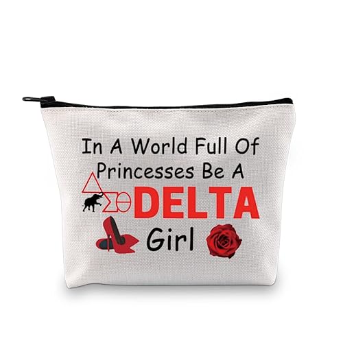 PXTIDY Delta Sigma Theta Make-up-Tasche Delta Girl Sorority Geschenk Utensilien Geschenke in einer Welt voller Prinzessinnen Be A Delta Girl, beige, Einheitsgröße, Make-up-Tasche von PXTIDY