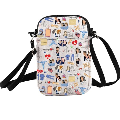 PXTIDY Funny Doctor Anatomy Fans Merchandise Crossbody Bag Merch Grey's Inspired Gifts Crossbody Bag for TV Show Fans Gifts, beige, Small von PXTIDY