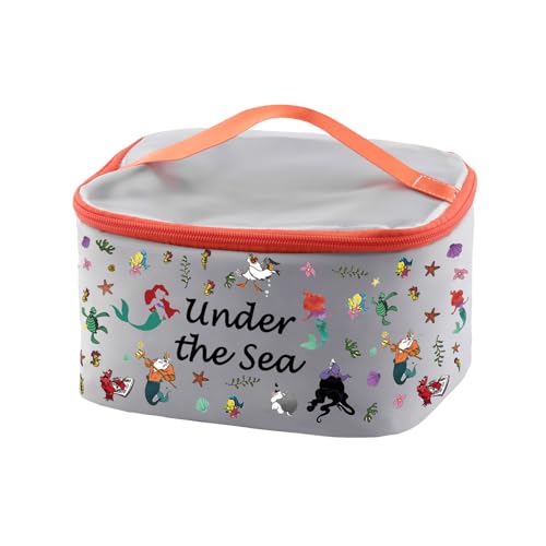 PXTIDY Kosmetiktasche mit Meerjungfrau, Arielle, Cartoon-Film, Merchandise-Artikel, Märchen, Arielle, Prinzessin, Make-up-Organizer, Tasche, Arielle, Fans, Geschenk, grau, Einheitsgröße, von PXTIDY